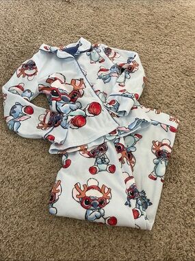 Disney Light Blue Stitch & Reindeer Character Pajama Set
